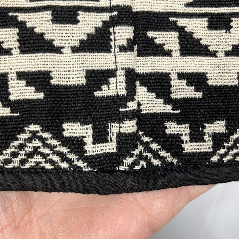 Flashback Womens Bolero Jacket Black/ Cream M Aztec Print Open Front Button EUC - Picture 9 of 12